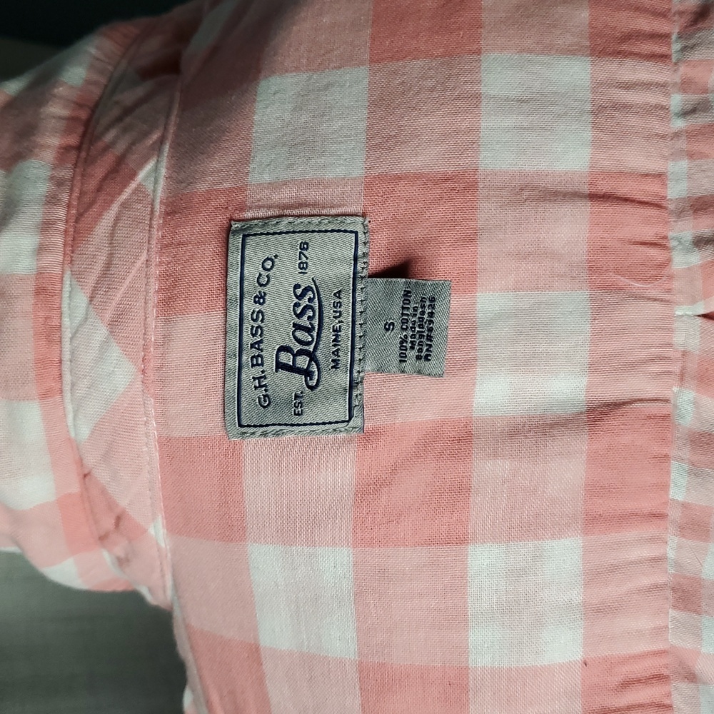 G. H. Bass & Co Pink And White Plaid Casual Cotton Button Down Shirt S - Picture 4 of 8